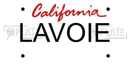 LAVOIE California License Plate