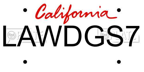 LAWDGS7 California License Plate