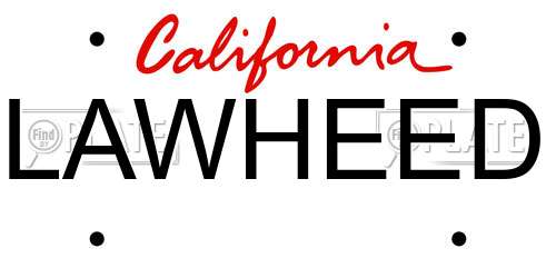 LAWHEED California License Plate