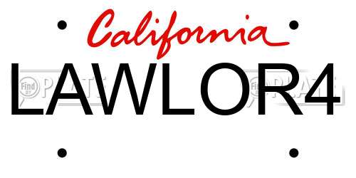 LAWLOR4 California License Plate