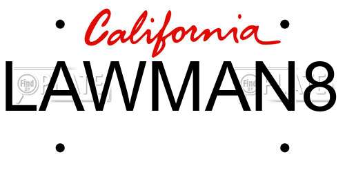 LAWMAN8 California License Plate
