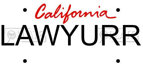 LAWYURR California License Plate