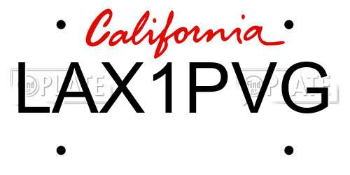 LAX1PVG California License Plate