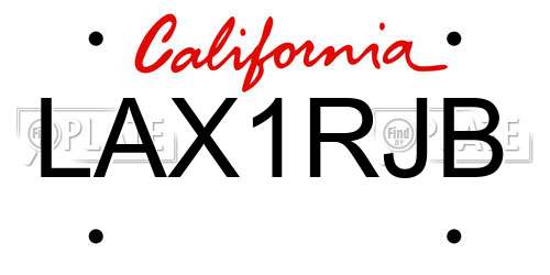 LAX1RJB California License Plate
