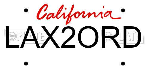 LAX2ORD California License Plate
