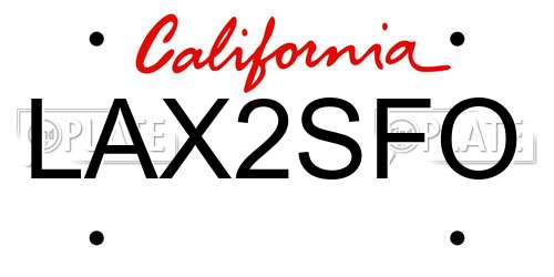 LAX2SFO California License Plate