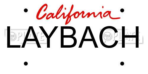 LAYBACH California License Plate