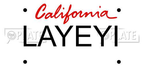 LAYEYI California License Plate