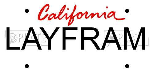 LAYFRAM California License Plate