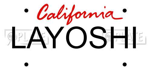 LAYOSHI California License Plate
