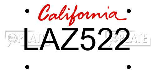 LAZ522 California License Plate