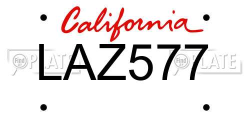LAZ577 California License Plate