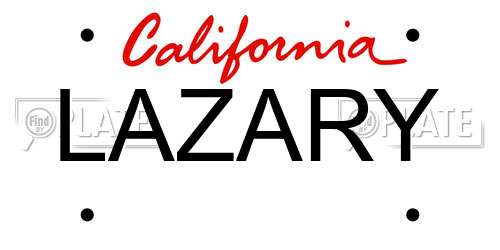 LAZARY California License Plate