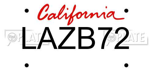 LAZB72 California License Plate