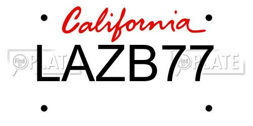 LAZB77 California License Plate