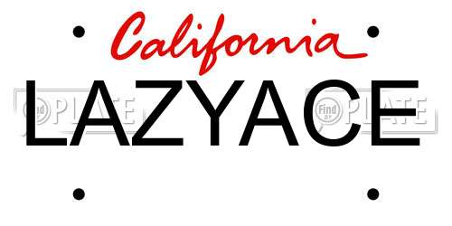 LAZYACE California License Plate