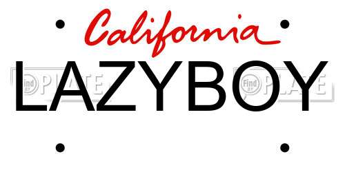 LAZYBOY California License Plate