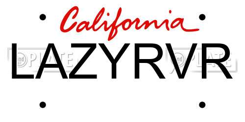LAZYRVR California License Plate