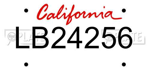 LB24256 California License Plate