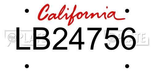 LB24756 California License Plate