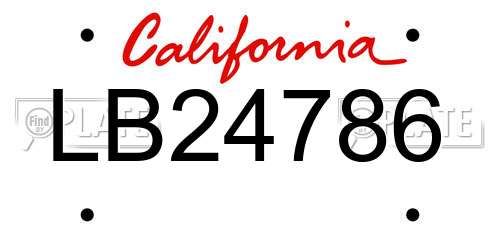 LB24786 California License Plate