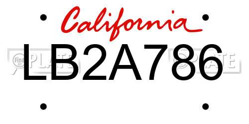 LB2A786 California License Plate