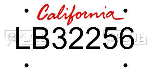 LB32256 California License Plate