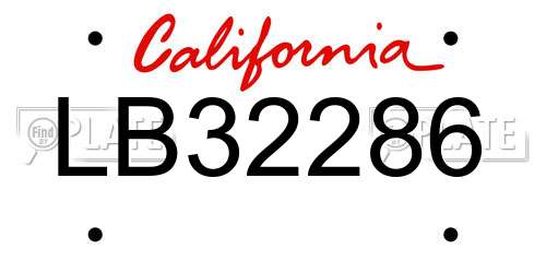 LB32286 California License Plate