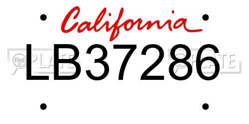 LB37286 California License Plate