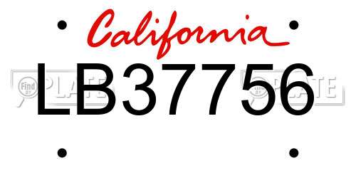 LB37756 California License Plate