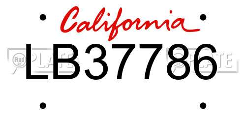 LB37786 California License Plate