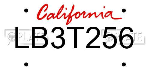 LB3T256 California License Plate