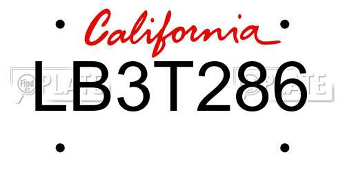 LB3T286 California License Plate