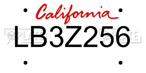 LB3Z256 California License Plate