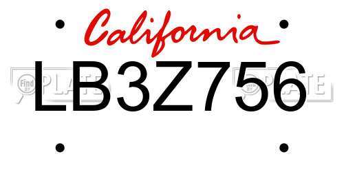 LB3Z756 California License Plate