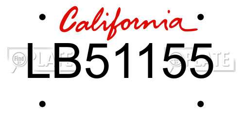 LB51155 California License Plate