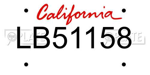 LB51158 California License Plate
