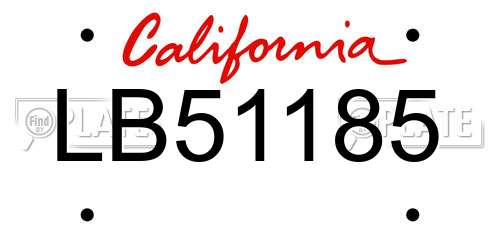LB51185 California License Plate
