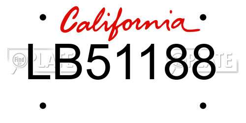 LB51188 California License Plate