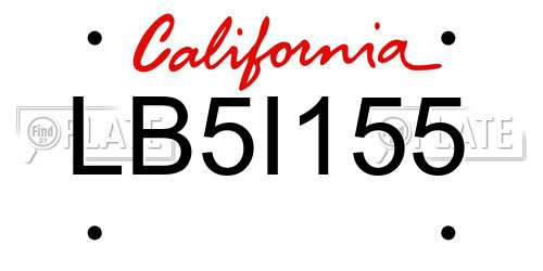 LB5I155 California License Plate