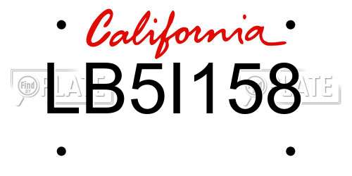 LB5I158 California License Plate