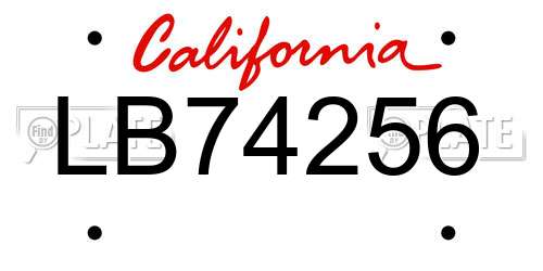 LB74256 California License Plate
