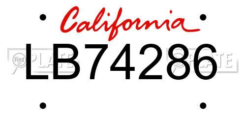LB74286 California License Plate