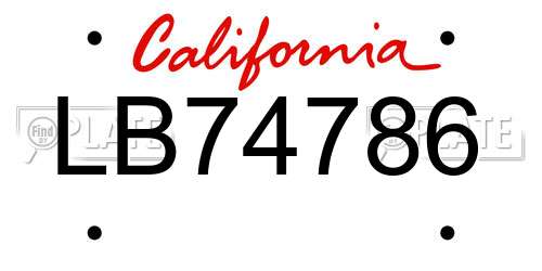 LB74786 California License Plate