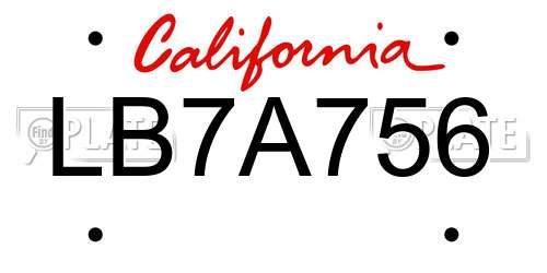 LB7A756 California License Plate