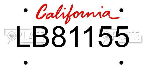 LB81155 California License Plate