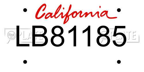 LB81185 California License Plate
