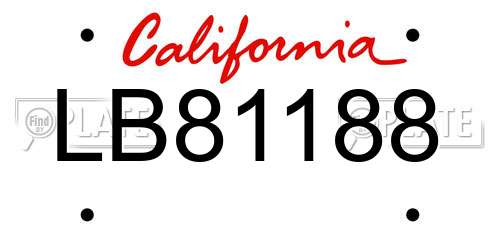 LB81188 California License Plate