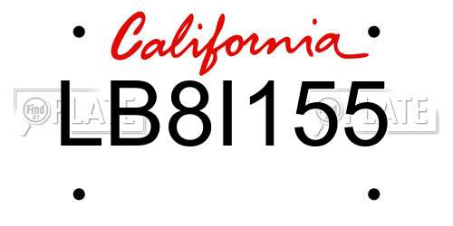 LB8I155 California License Plate