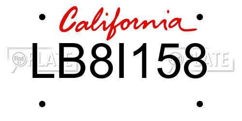 LB8I158 California License Plate